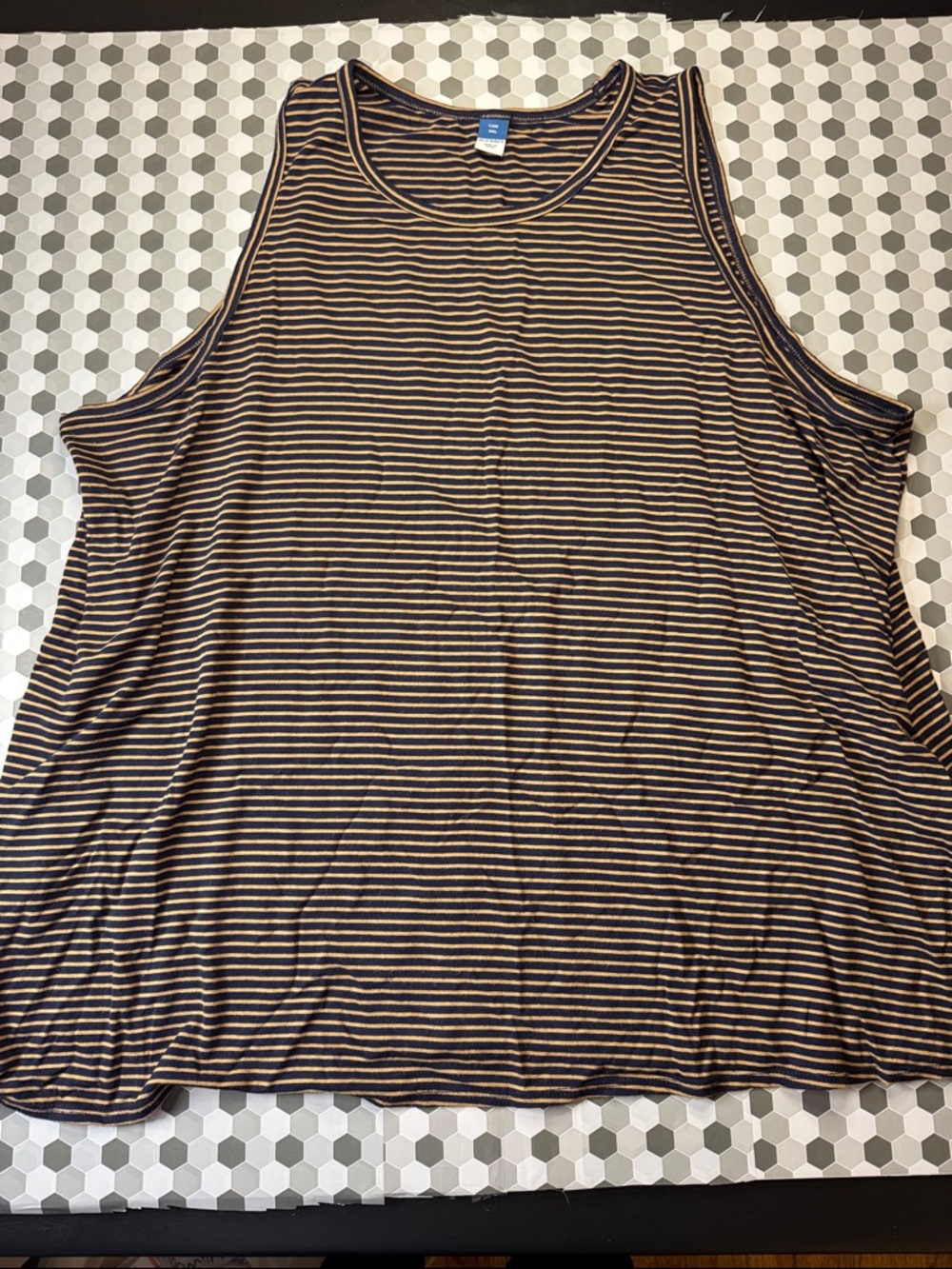 Old Navy Striped Scoop Tank in Navy and Tan